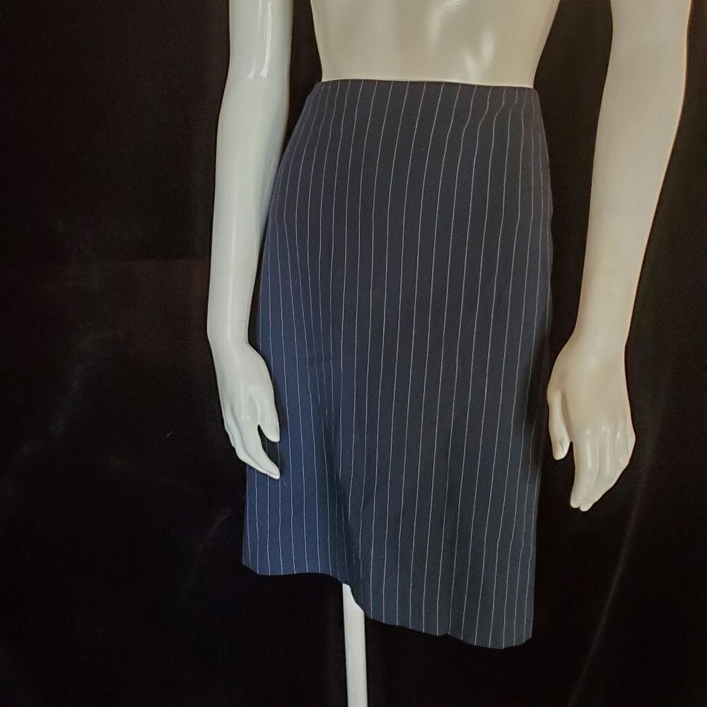 Body By Victoria Blue & White Striped Business Skirt (2)